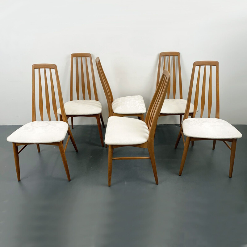 Lot de 6 chaises vintage en teck Eva de Niels Koefoed pour Koefoeds Hornslet, Denmark 1960