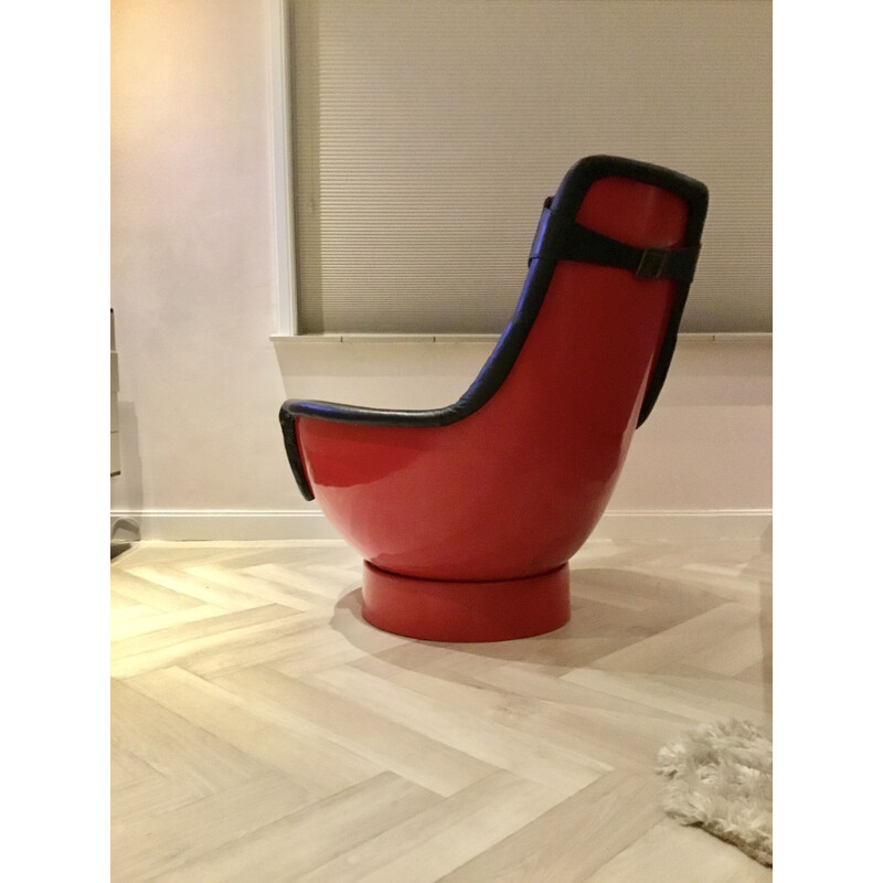 Vintage Armchair  Fiberglass & Leather by Risto Halme for Peem Oy, Space Age 1970s