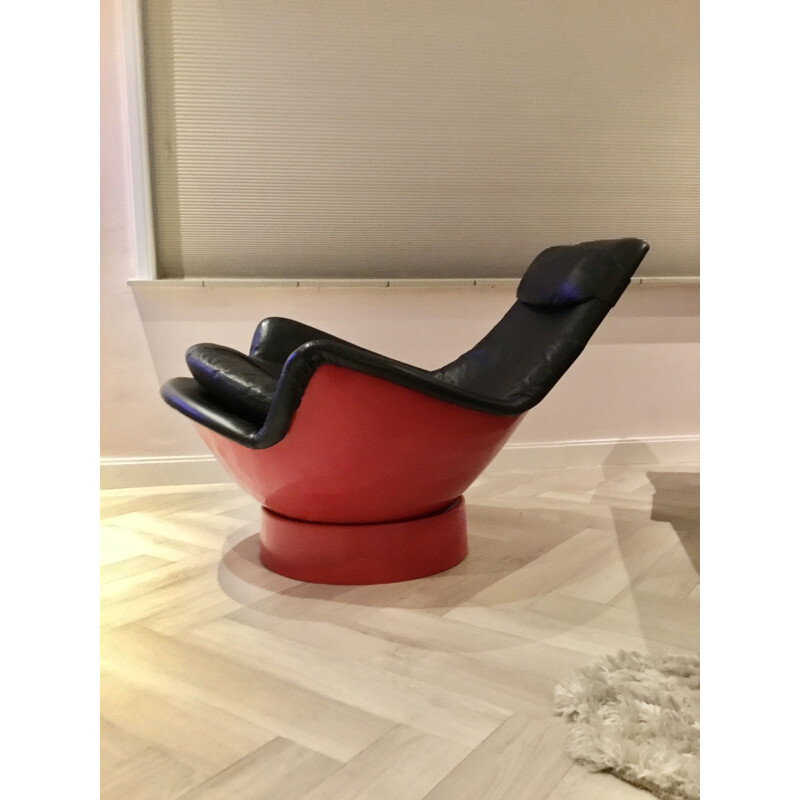 Vintage Armchair  Fiberglass & Leather by Risto Halme for Peem Oy, Space Age 1970s