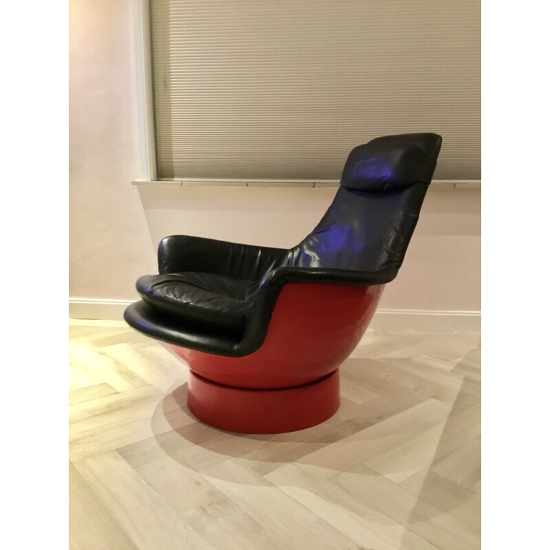 Vintage glasvezel en lederen space age fauteuil van Risto Halme voor Peem Oy, 1970