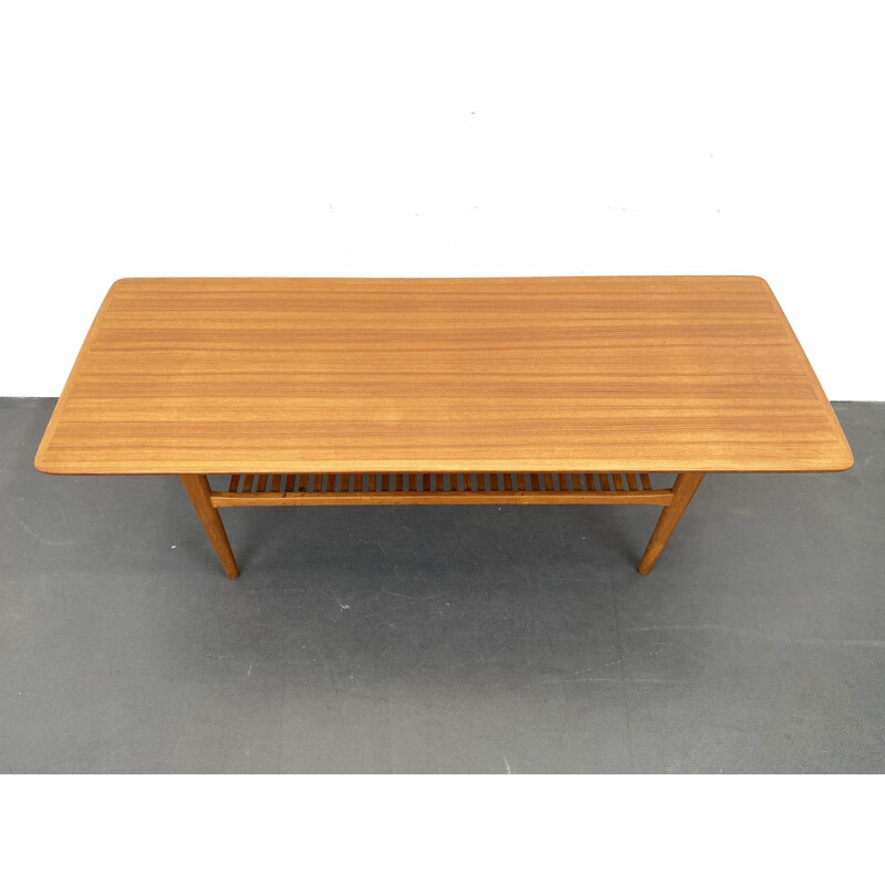Vintage teak coffee table with a slatted base, Denmark 1960