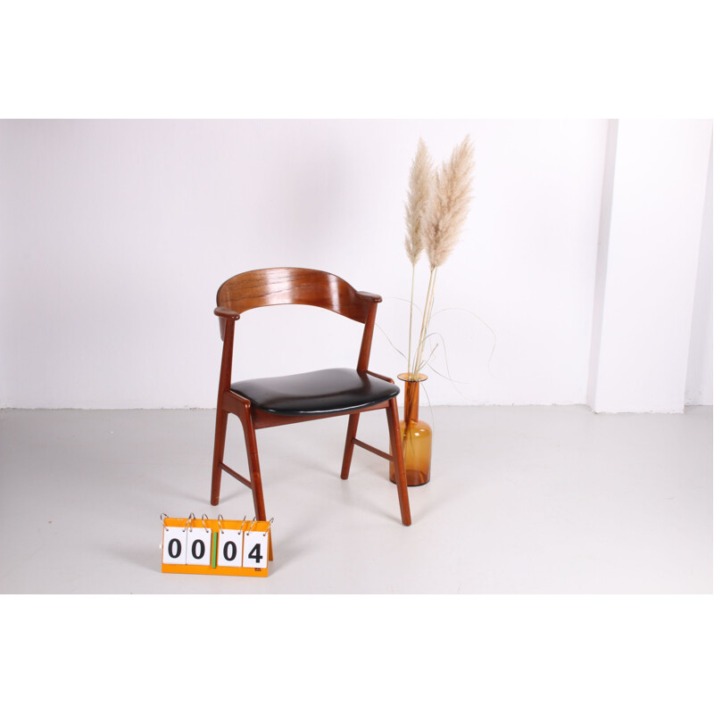 Vintage teak and leather armchair Kai Kristiansen 1960