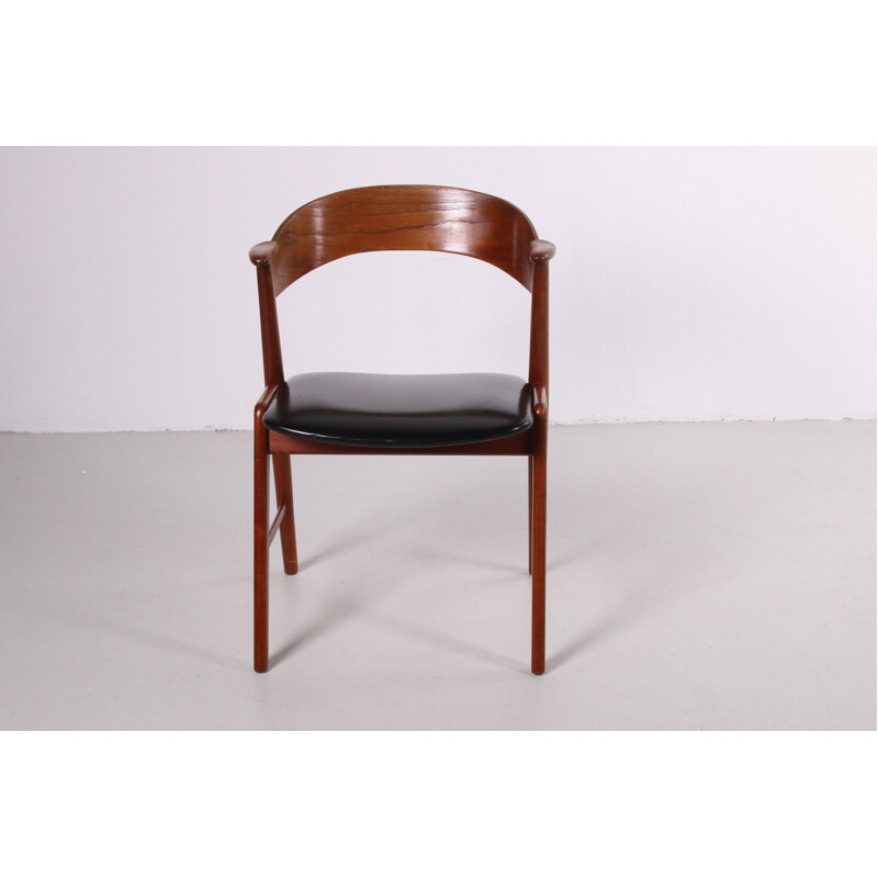Vintage teak and leather armchair Kai Kristiansen 1960