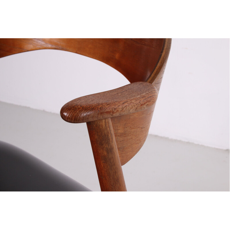 Vintage teak and leather armchair Kai Kristiansen 1960