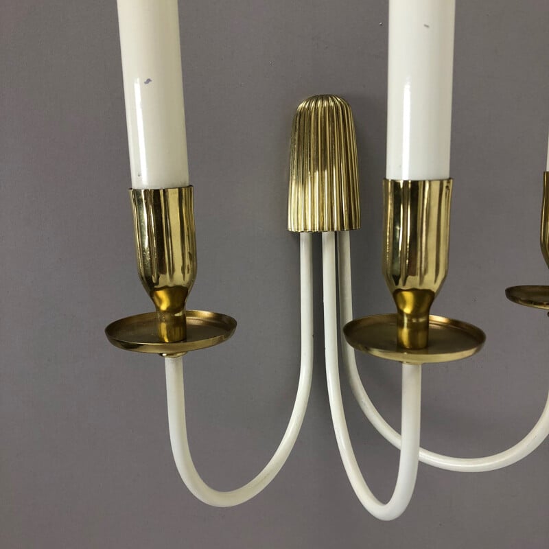 Pair of vintage brass wall sconces by Vereinigte Werkstätten München Germany, Germany 1950