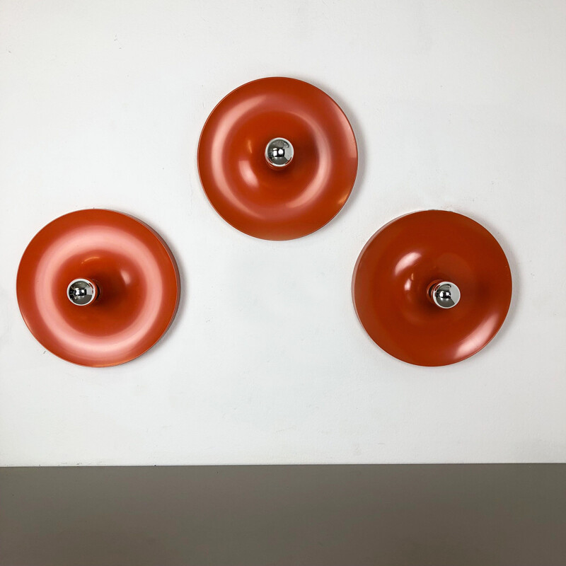Set of 3 vintage Charlotte Perriand Disc Wall Light by Teka Lights Germany 1970s