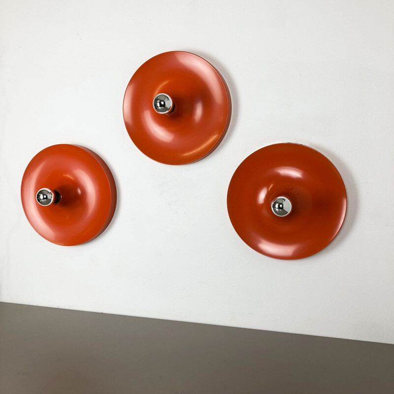 Set of 3 vintage Charlotte Perriand Disc Wall Light by Teka Lights Germany 1970s