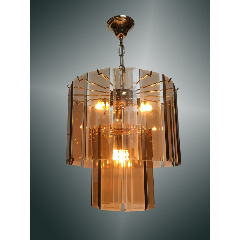 Suspension vintage Lupi Cristal Louxor Firenze 1970