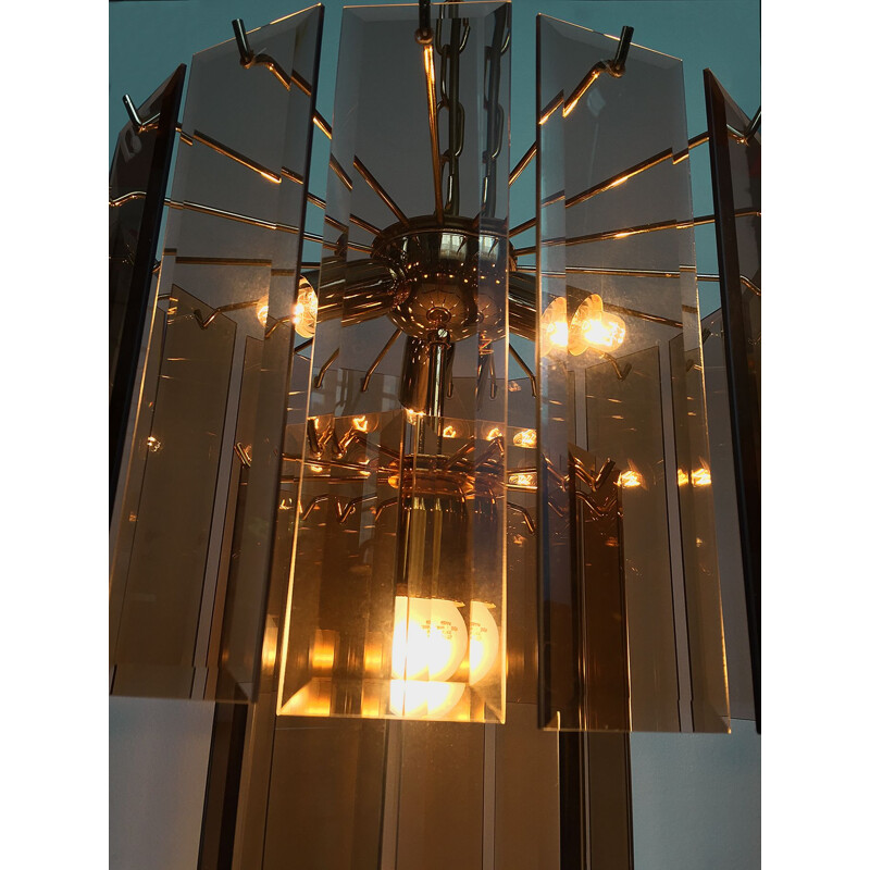 Suspension vintage Lupi Cristal Louxor Firenze 1970