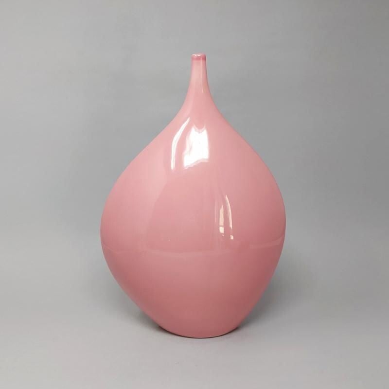 Pair of vintage Pink Vases in Ceramic Italy 1970s