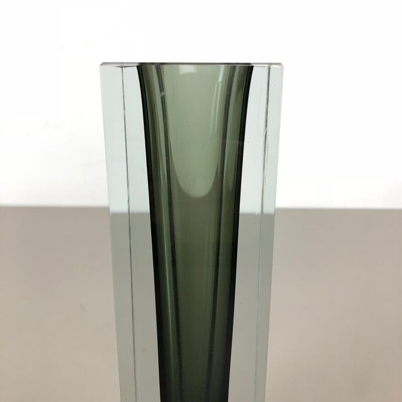 Große Vintage Sommerso Vase aus Muranoglas von Flavio Poli Seguso Italien 1970