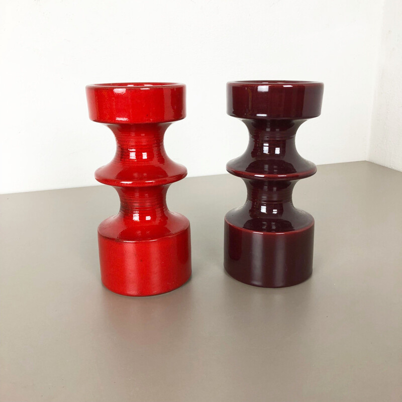 Pair of vintage Pottery Candleholder by Cari Zalloni for Steuler Germany 1970s