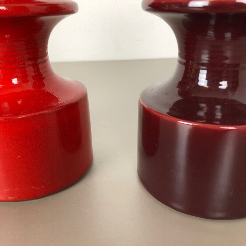 Pair of vintage Pottery Candleholder by Cari Zalloni for Steuler Germany 1970s