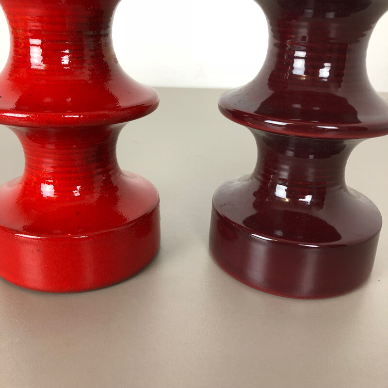 Pair of vintage Pottery Candleholder by Cari Zalloni for Steuler Germany 1970s