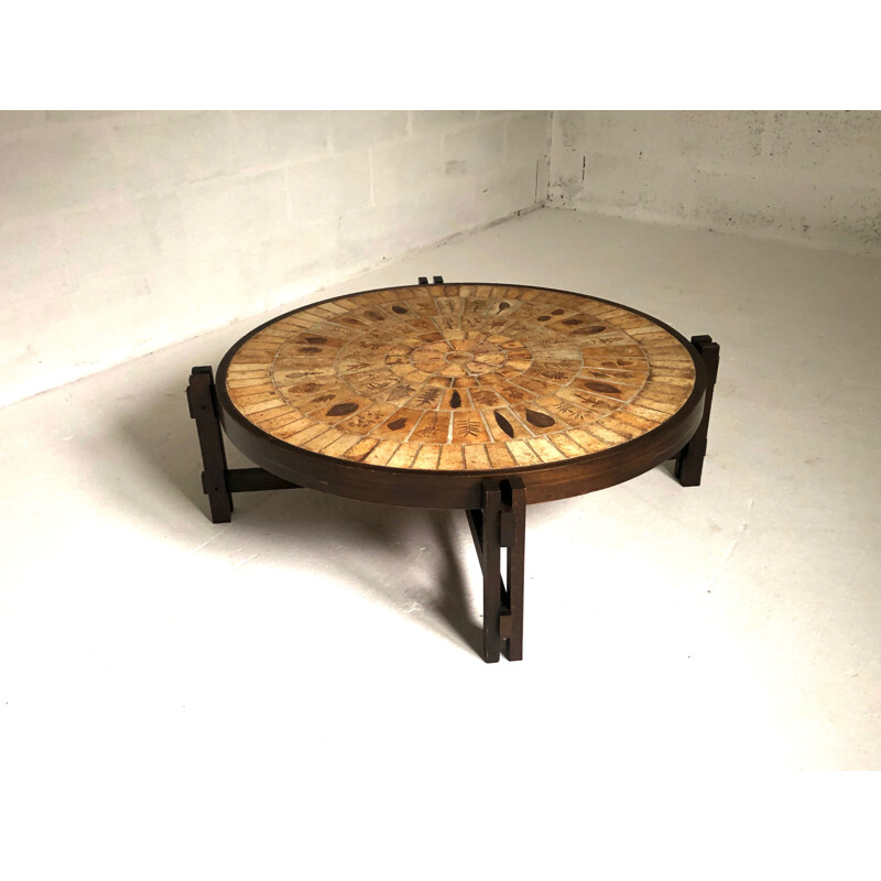 Vintage ceramic coffee table by Roger Capron Vallauris