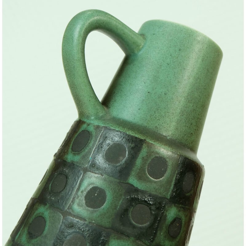 Schlossberg Keramik "Peacock-eye" vase in lava black and green ceramic - 1960s