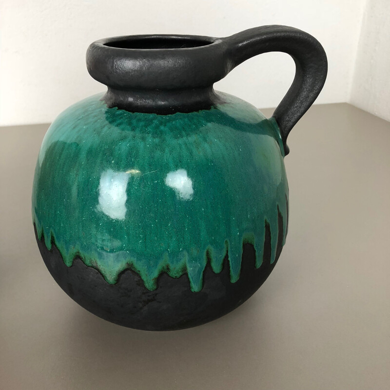 Par de vasos de cerâmica de lava vintage para Scheurich, Alemanha 1970