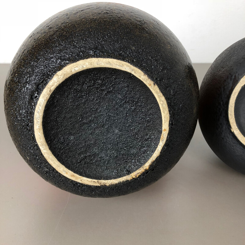 Pair of vintage ceramic vases fat lava for Scheurich, Germany 1970