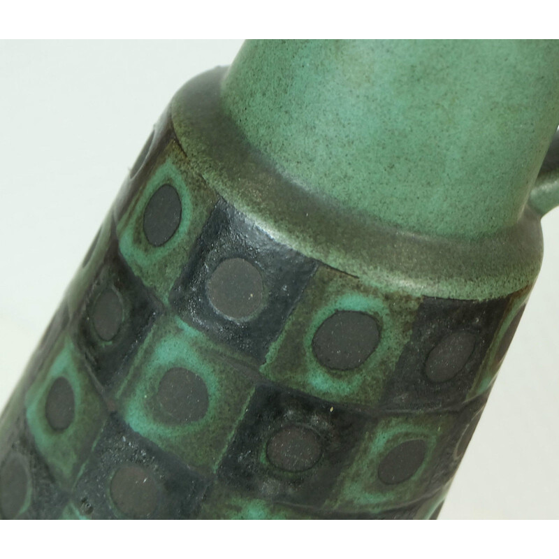 Vase "Peacock-eye" Schlossberg Keramik en céramique vert et noir - 1970