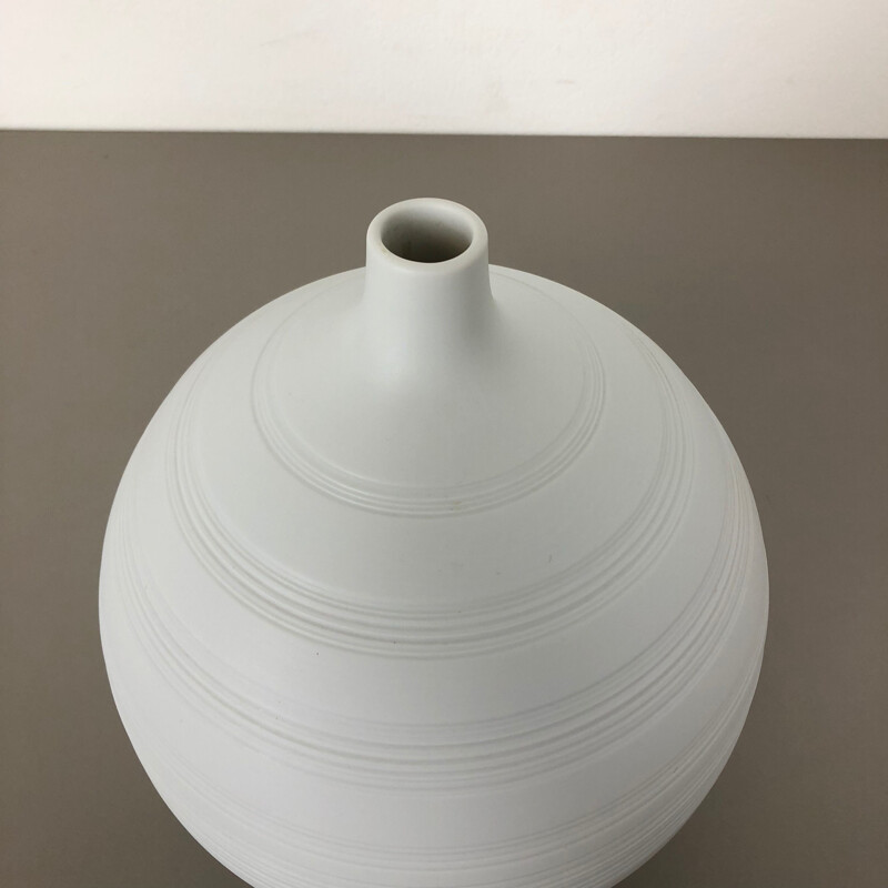 Vintage OP Art Biskuit Porzellan Vase von Hans Achtziger für Hutschenreuther 1970