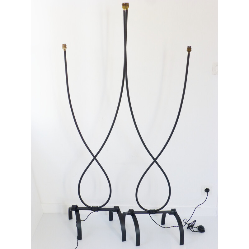 Pair of floor lamp in steel - 1950s