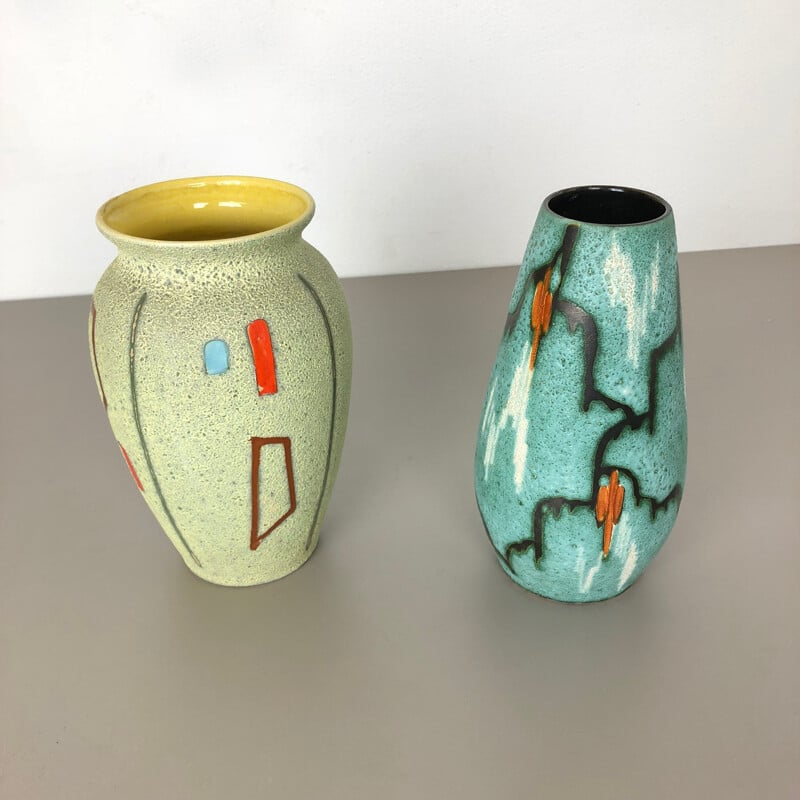 Pair of vintage ceramic vases for Scheurich, Germany 1960