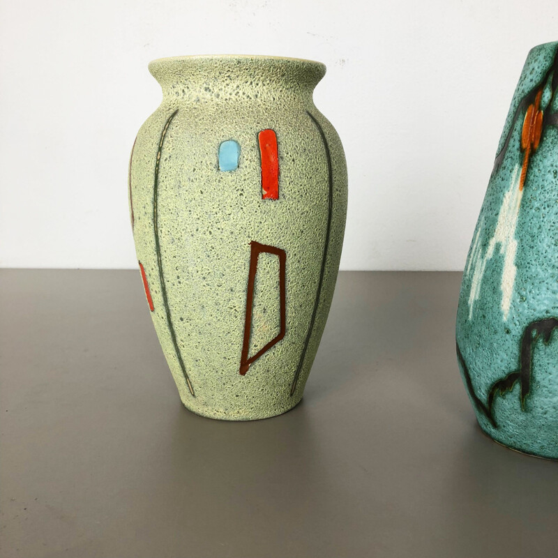 Par de vasos de cerâmica vintage para Scheurich, Alemanha 1960
