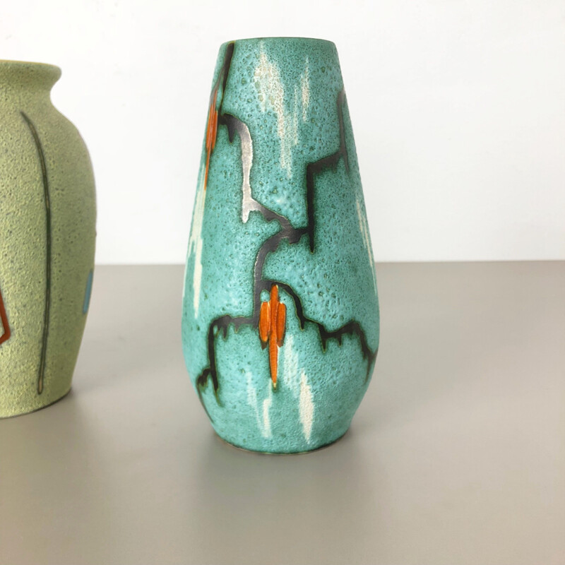 Paire de vases vintage en céramique  pour Scheurich, Allemagne 1960