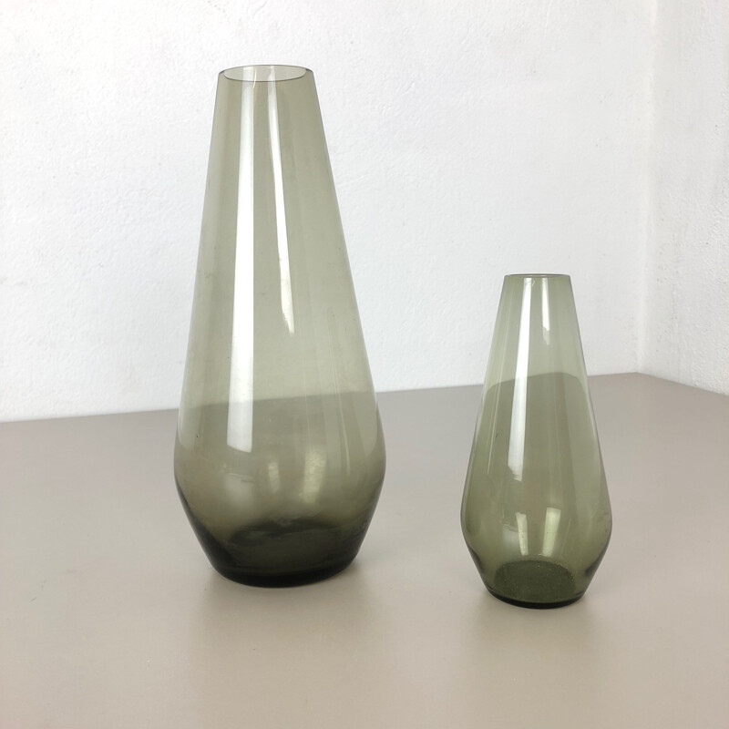 Pair of vintage turmaline vases by Wilhelm Wagenfeld for WMF, Germany 1960