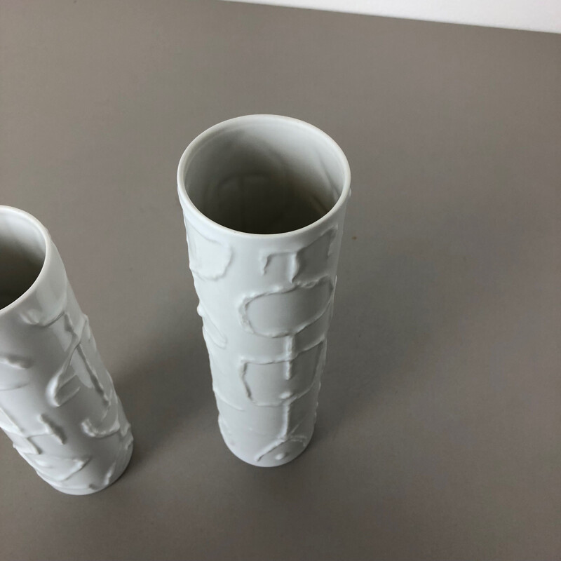 Pair of vintage abstract porcelain vases by Cuno Fischer for Rosenthal, Germany 1980