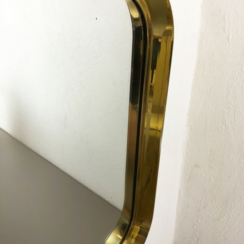 Vintage wall brass Mirror Vereinigte Werkstätten München German 1950s