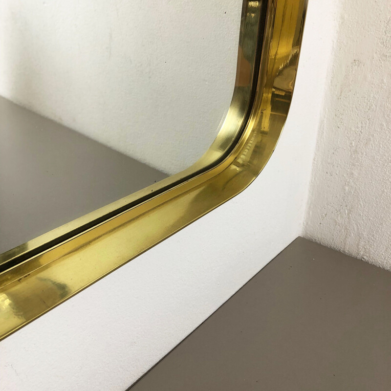 Vintage wall brass Mirror Vereinigte Werkstätten München German 1950s