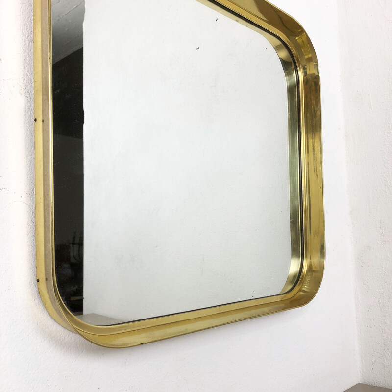 Vintage wall brass Mirror Vereinigte Werkstätten München German 1950s