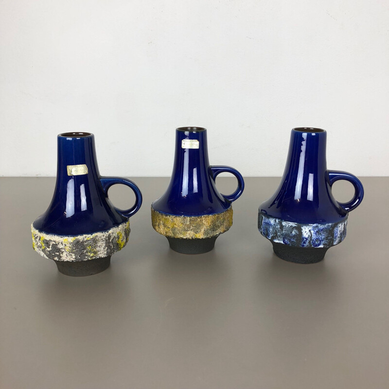 Conjunto de 3 vasos de cerâmica vintage de Heinz Siery para Carstens Tönnieshof, Alemanha 1970