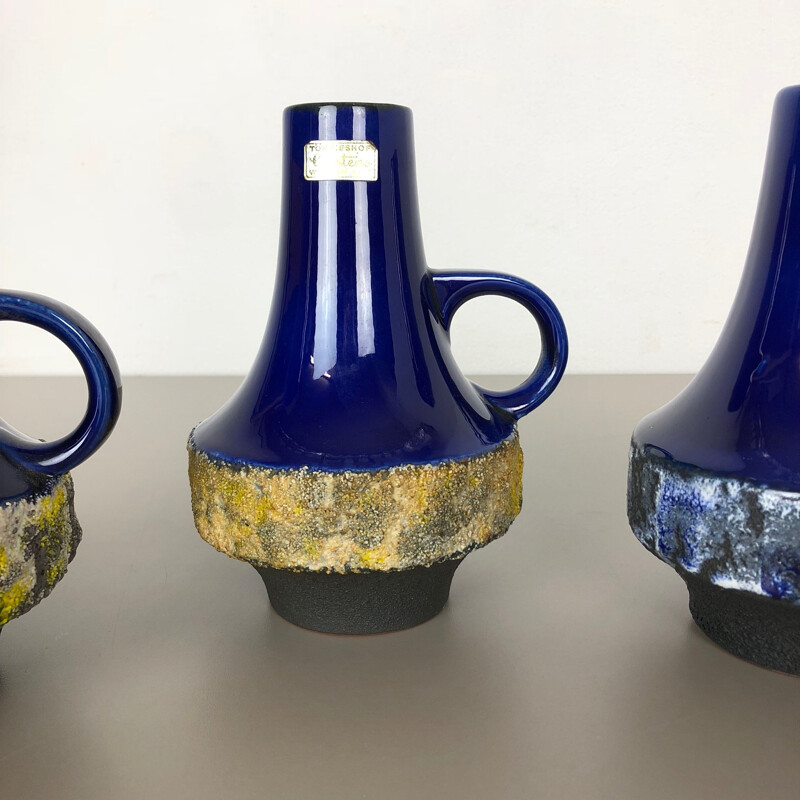 Set of 3 vintage ceramic vases by Heinz Siery for Carstens Tönnieshof, Germany 1970