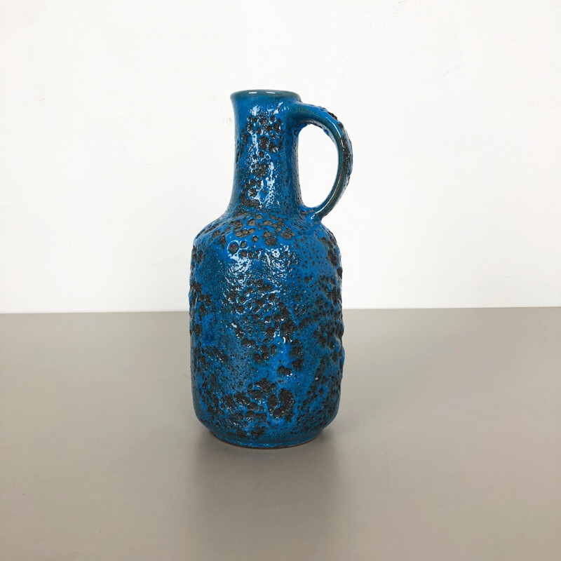 Vase vintage fat lava en céramique de poterie de Gräflich Ortenburg, Allemagne 1950