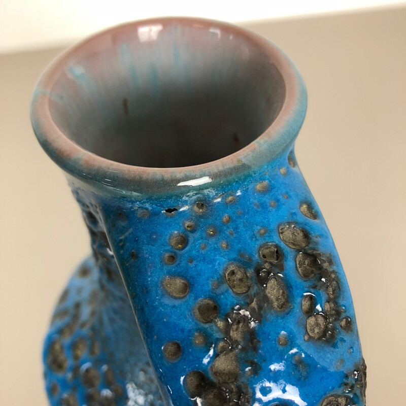 Vase vintage fat lava en céramique de poterie de Gräflich Ortenburg, Allemagne 1950