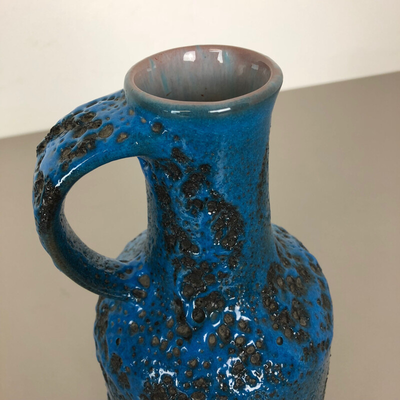 Vase vintage fat lava en céramique de poterie de Gräflich Ortenburg, Allemagne 1950