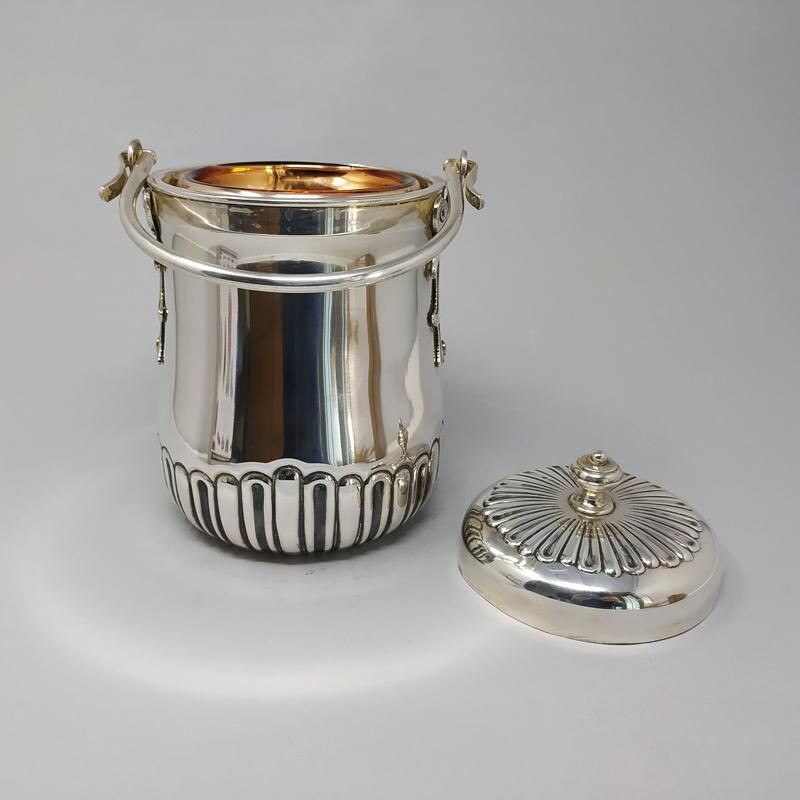 Vintage Thermal Ice Bucket in Silver Plated by Aldo Tura for Macabo Italy 1950s