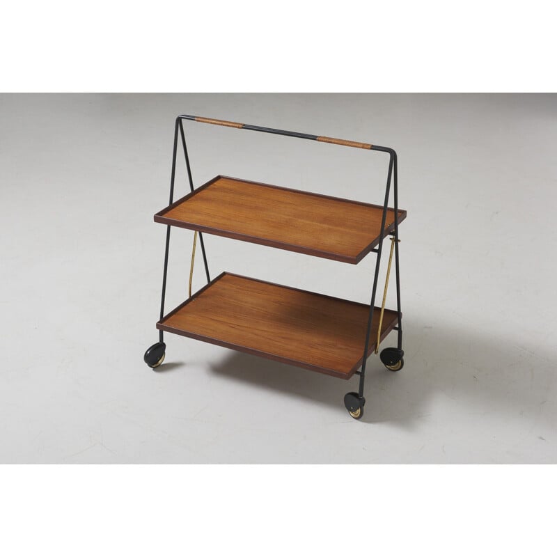 Vintage Folding Service Trolley in Teak 1950s