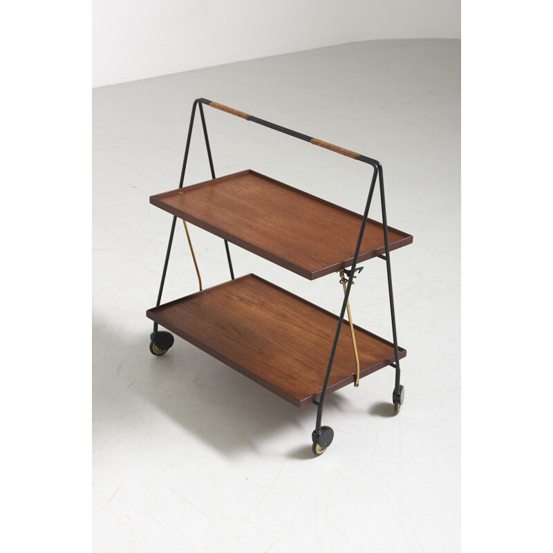 Vintage Folding Service Trolley in Teak 1950s