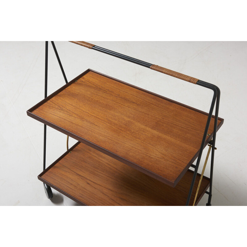 Vintage Folding Service Trolley in Teak 1950s