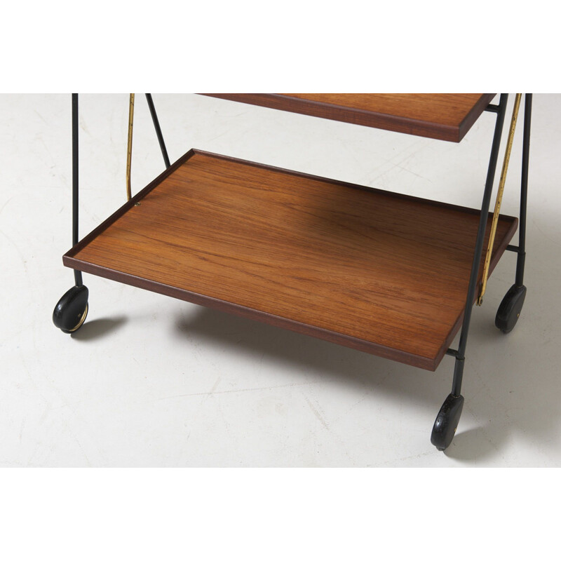 Vintage Folding Service Trolley in Teak 1950s