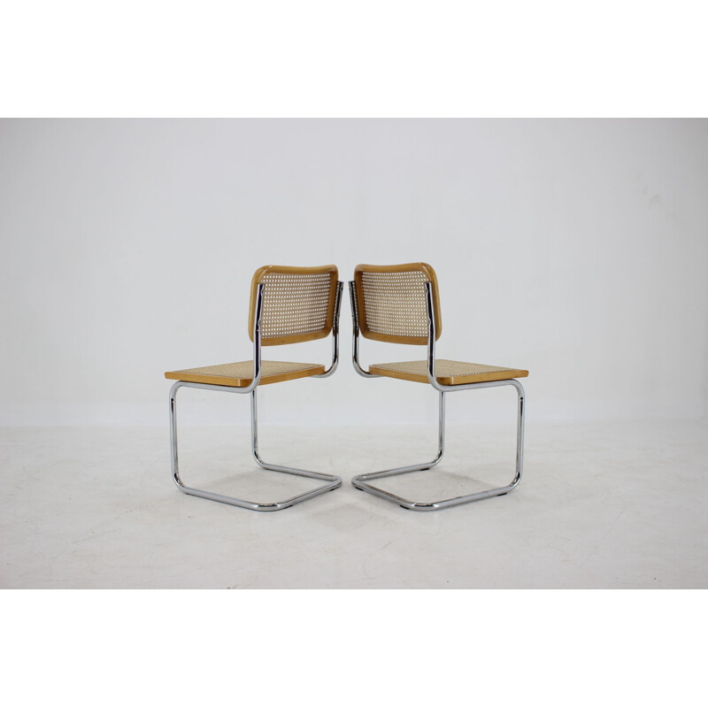 Set of 6 vintage Chrome PlatedWood Dining Chairs Italian 1970s