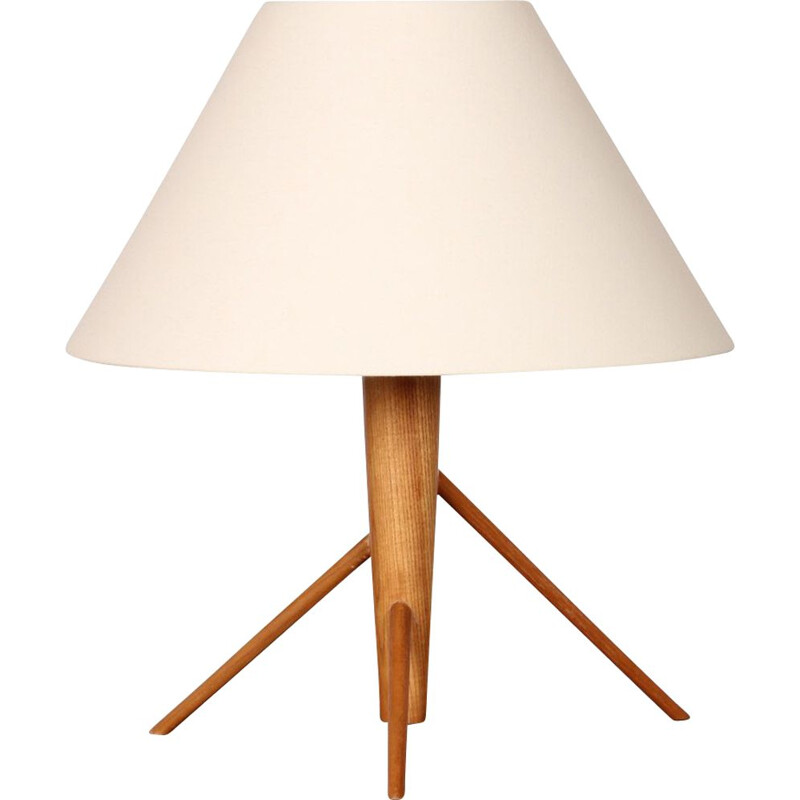 Vintage wood table lamp Czech 1960s