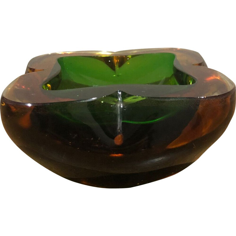 Vintage ashtray green and orange from murano 1970s