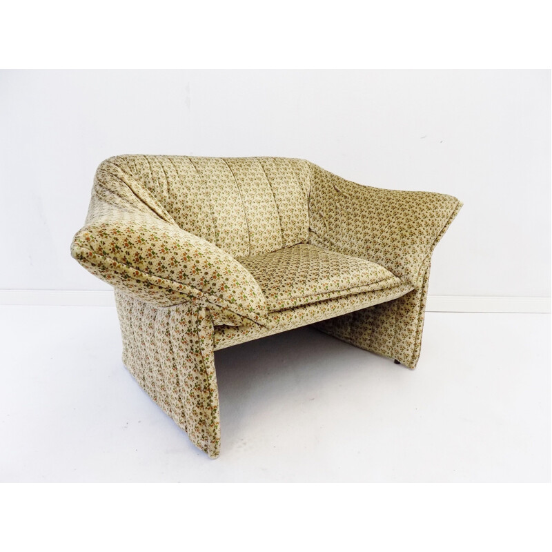 Vintage Le Stelle velor armchair by Mario Bellini Italian 1970s