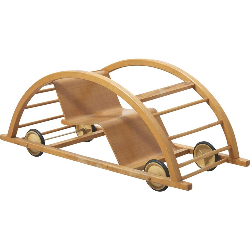 Vintage Kids Car and Rocking Chair by Hans Brockhage for Siegfried Lenz Germany 1950s