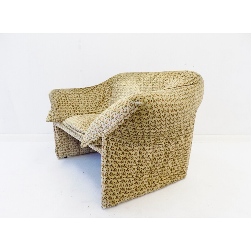 Vintage Le Stelle velor armchair by Mario Bellini Italian 1970s
