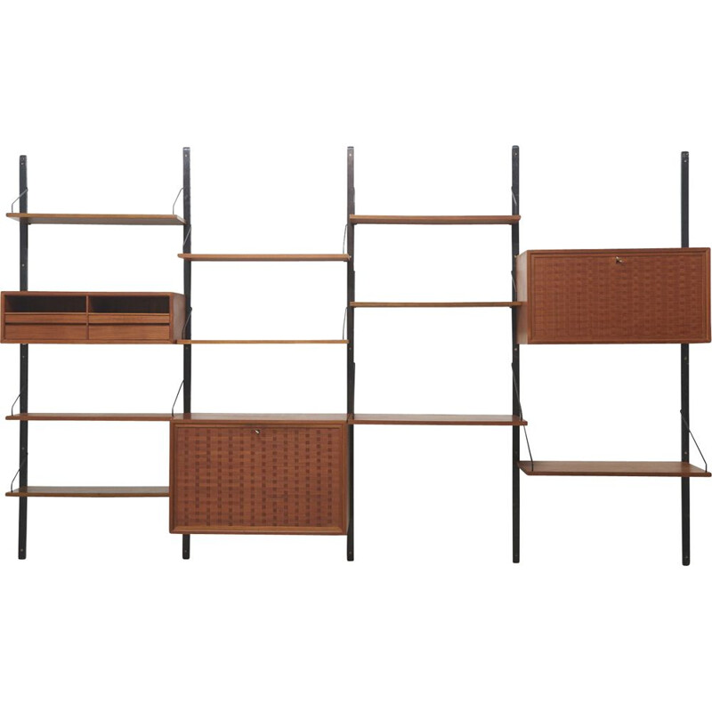 Vintage Wall Shelving Unit in Teak by Poul Cadovius Denmark 1950s